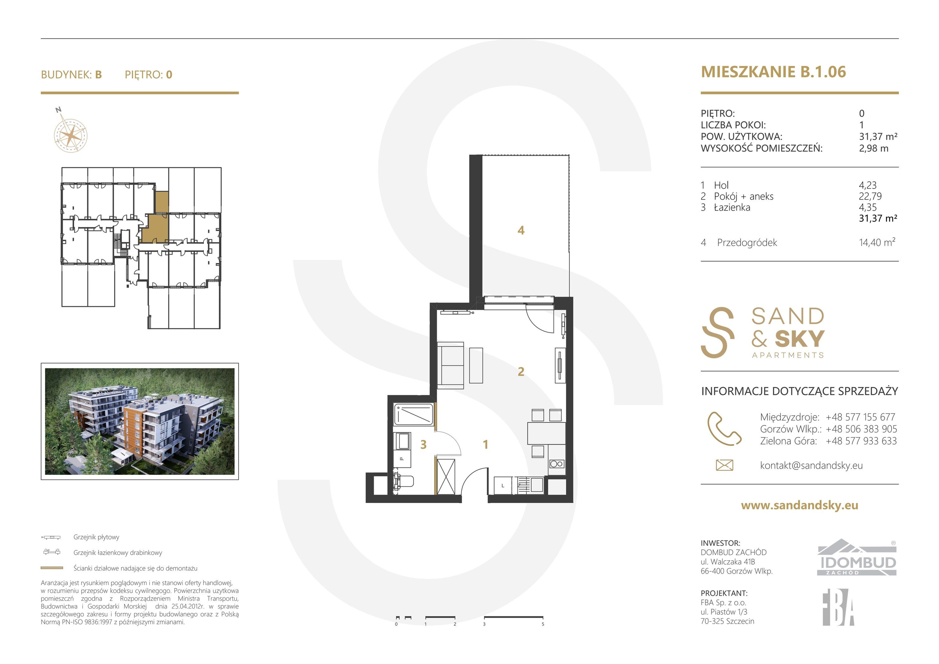 Apartament 31,37 m², parter, oferta nr B/1/06, Sand and Sky Apartments, Międzyzdroje, ul. Gryfa Pomorskiego-idx