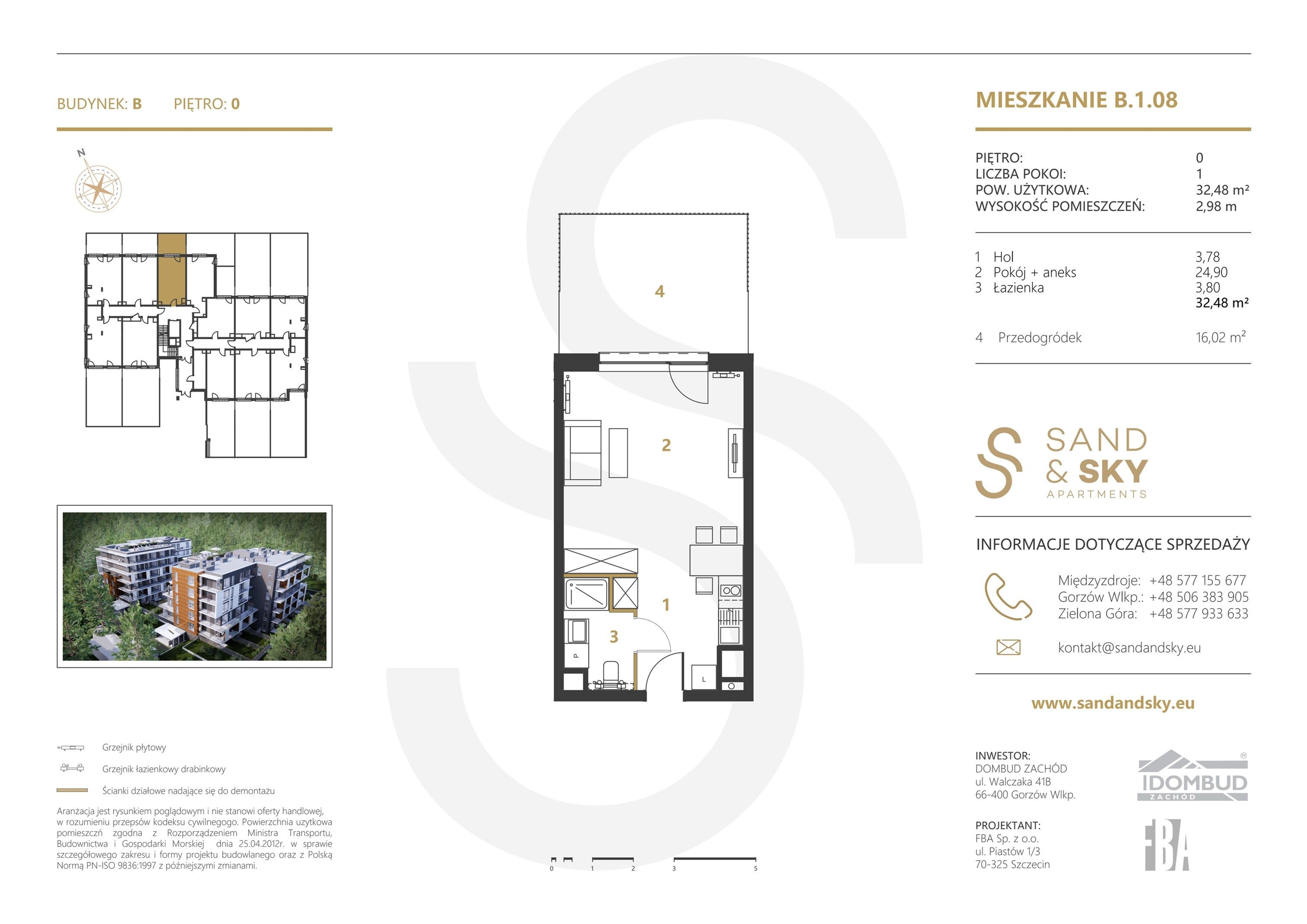 Apartament 32,48 m², parter, oferta nr B/1/08, Sand and Sky Apartments, Międzyzdroje, ul. Gryfa Pomorskiego-idx