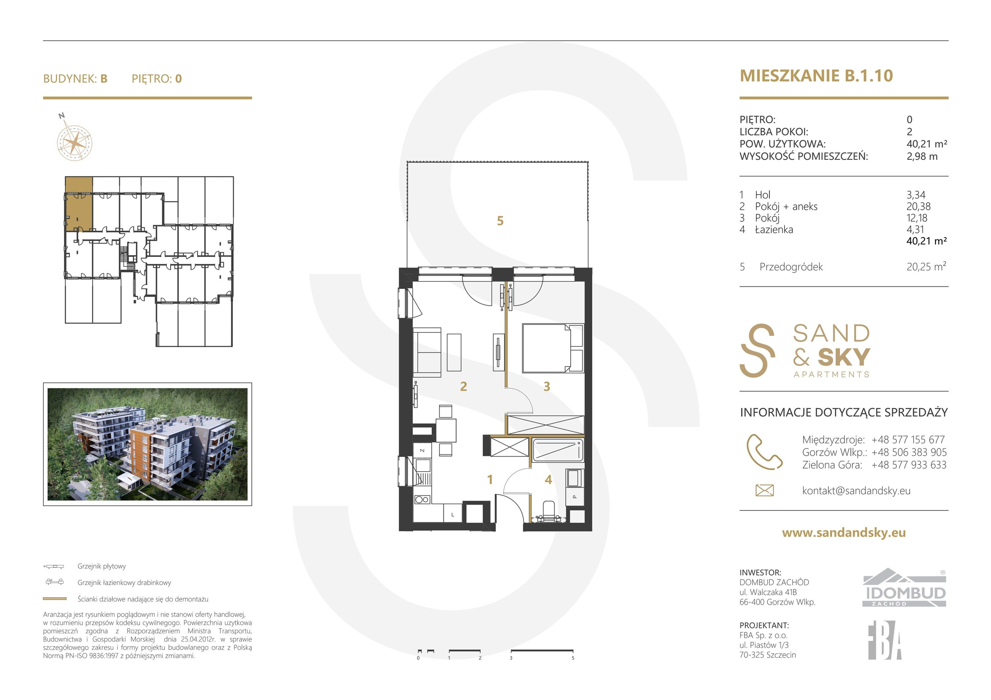 Apartament 40,21 m², parter, oferta nr B/1/10, Sand and Sky Apartments, Międzyzdroje, ul. Gryfa Pomorskiego-idx