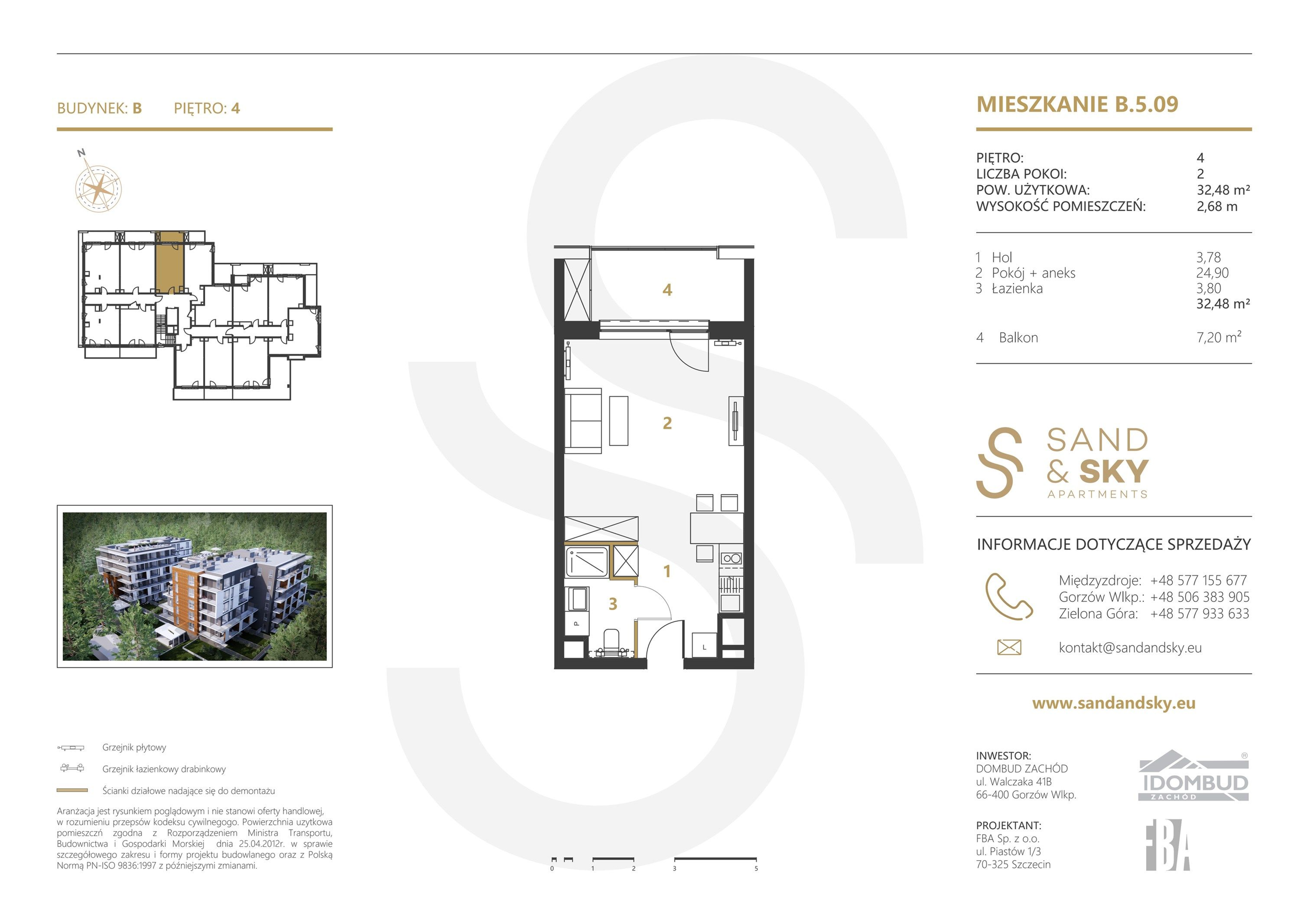 Apartament 32,48 m², piętro 4, oferta nr B/5/09, Sand and Sky Apartments, Międzyzdroje, ul. Gryfa Pomorskiego-idx