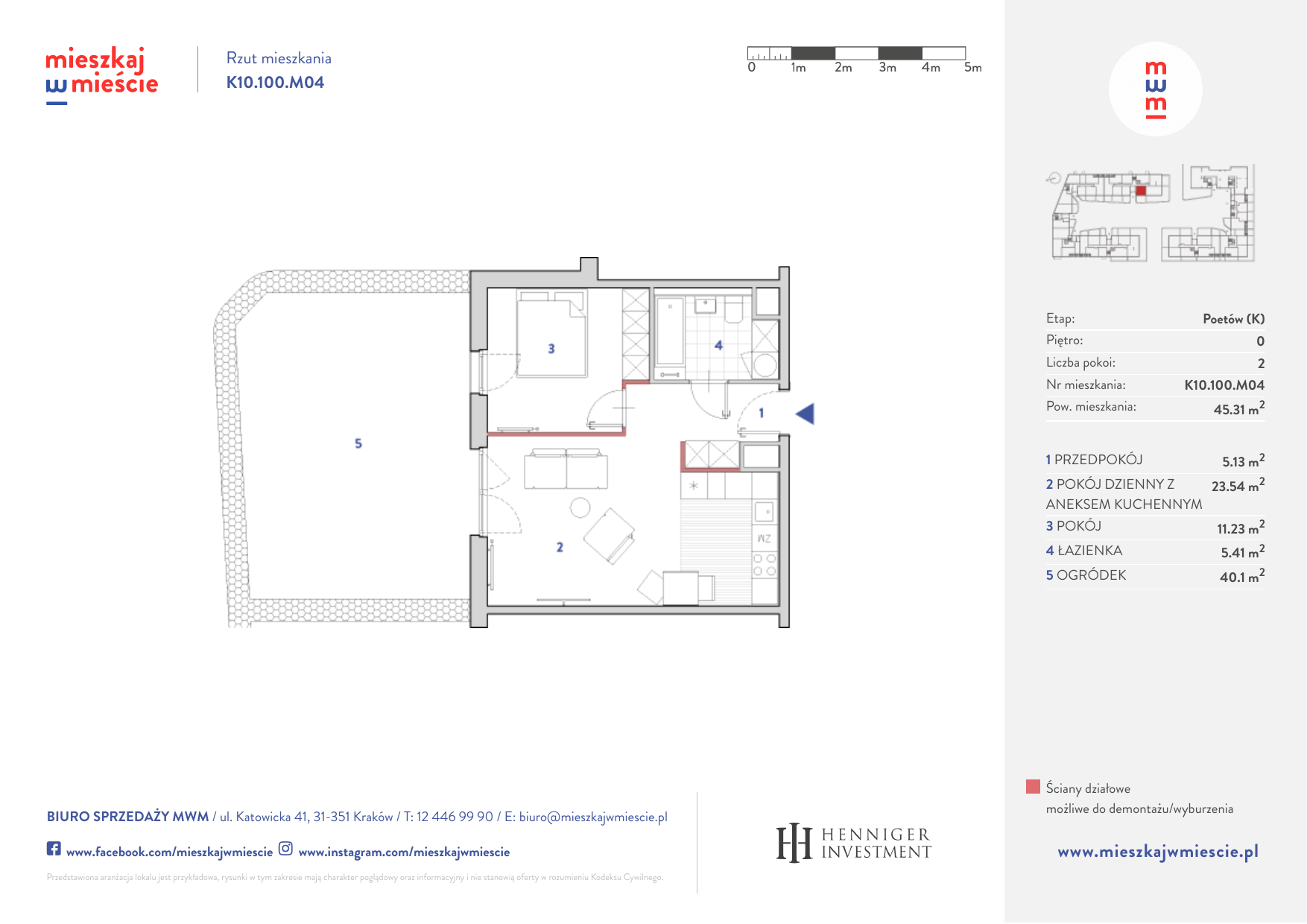 Mieszkanie 45,31 m², parter, oferta nr K10.100.M04, Mieszkaj w Mieście - Poetów K, Kraków, Bronowice, ul. Wizjonerów-idx