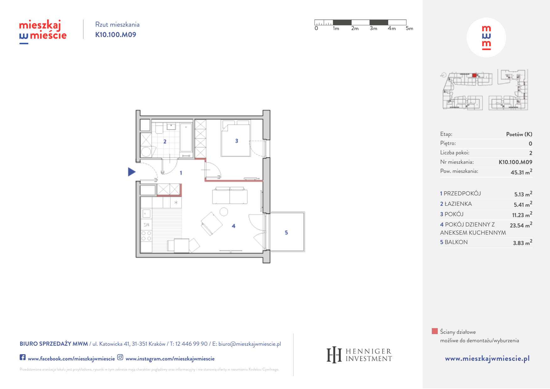 Mieszkanie 45,43 m², parter, oferta nr K10.100.M09, Mieszkaj w Mieście - Poetów K, Kraków, Bronowice, ul. Wizjonerów-idx