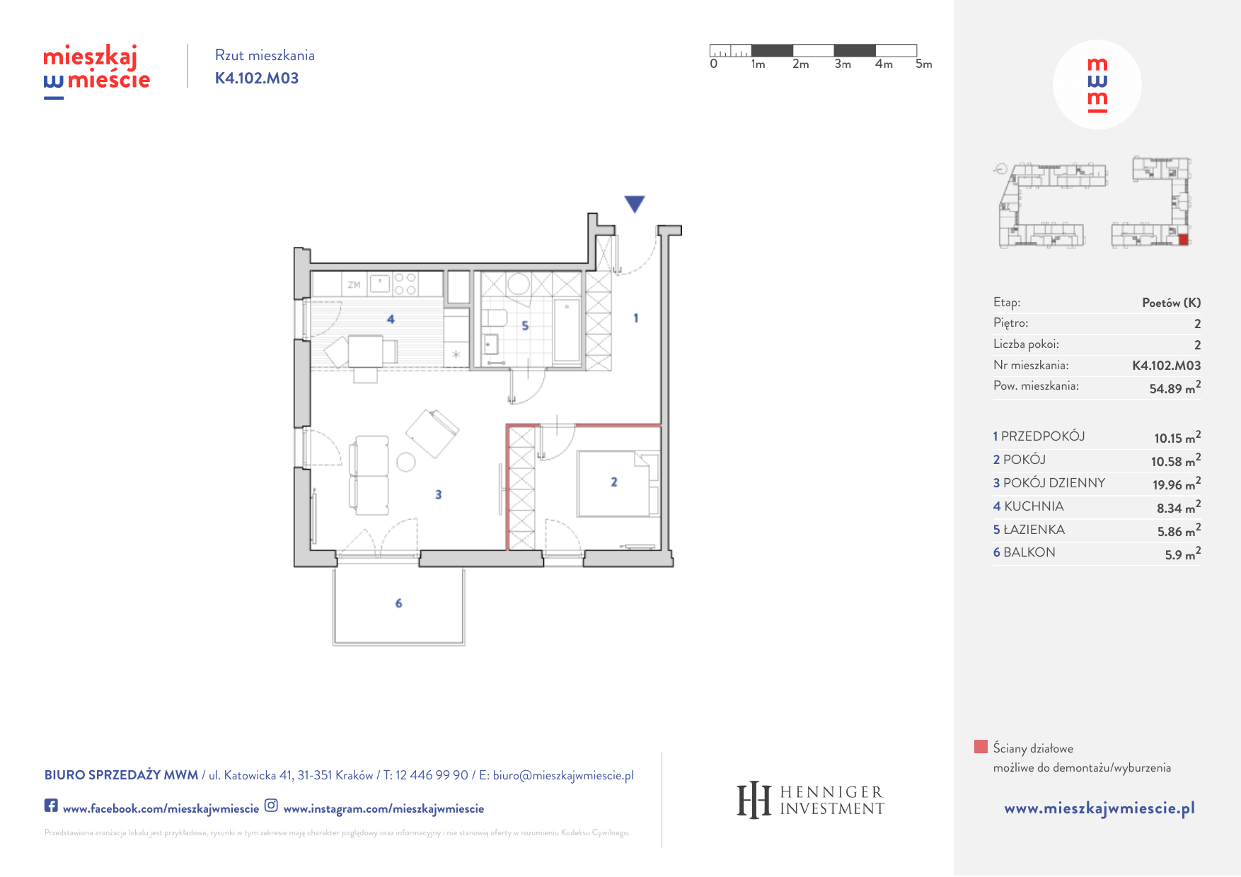 Mieszkanie 54,70 m², piętro 2, oferta nr K4.102.M03, Mieszkaj w Mieście - Poetów K, Kraków, Bronowice, ul. Wizjonerów-idx