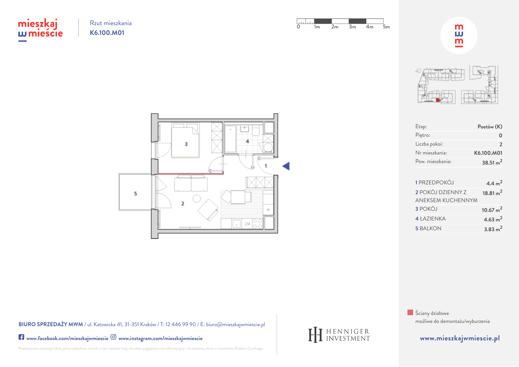 Mieszkanie 38,59 m², parter, oferta nr K6.100.M01, Mieszkaj w Mieście - Poetów K, Kraków, Bronowice, ul. Wizjonerów-idx