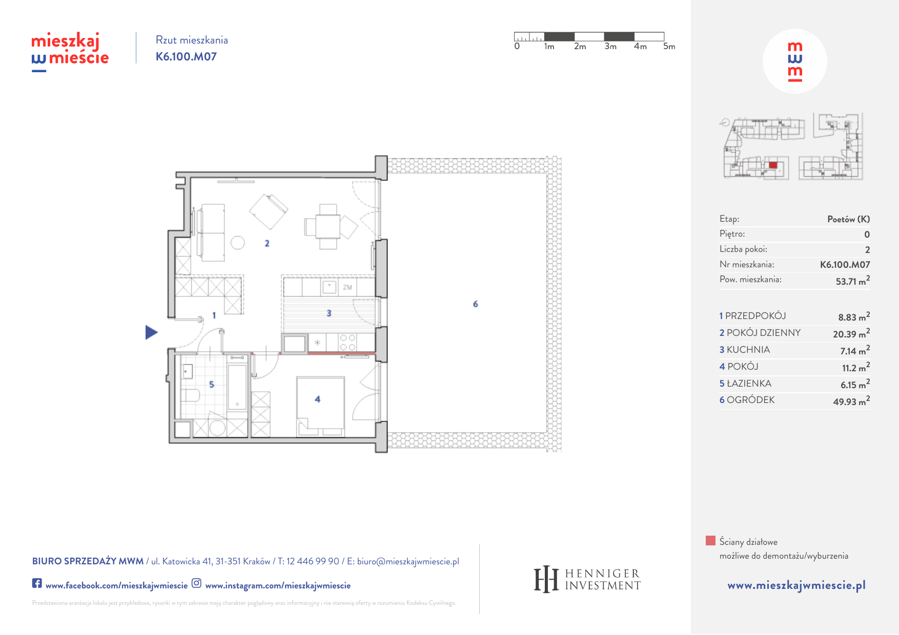 Mieszkanie 53,82 m², parter, oferta nr K6.100.M07, Mieszkaj w Mieście - Poetów K, Kraków, Bronowice, ul. Wizjonerów-idx