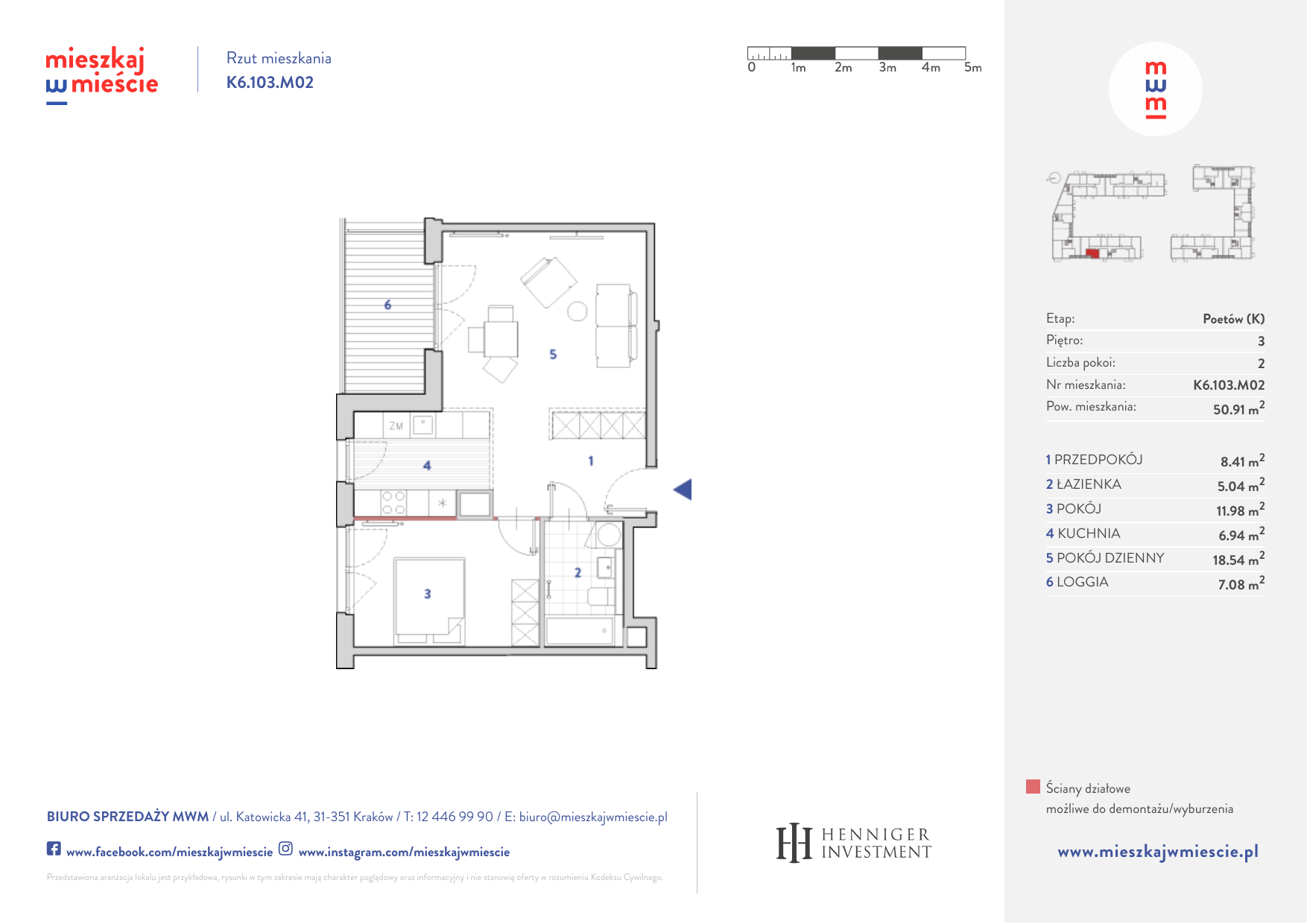 Mieszkanie 50,86 m², piętro 3, oferta nr K6.103.M02, Mieszkaj w Mieście - Poetów K, Kraków, Bronowice, ul. Wizjonerów-idx