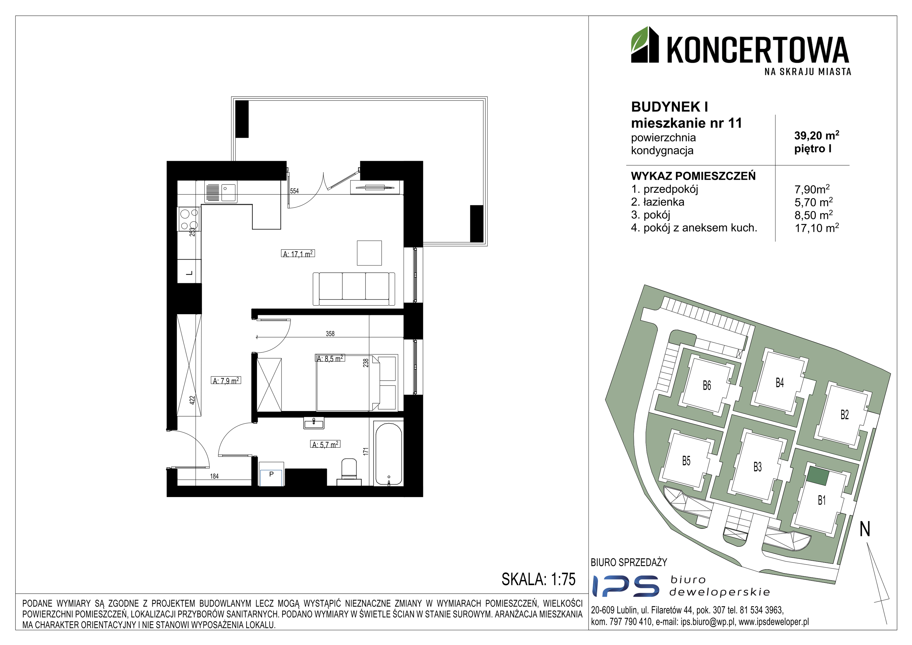 Mieszkanie 39,20 m², piętro 1, oferta nr 2_I/11, KONCERTOWA - Na skraju miasta, Lublin, Czechów Północny, Czechów Północny,  ul. Koncertowa-idx