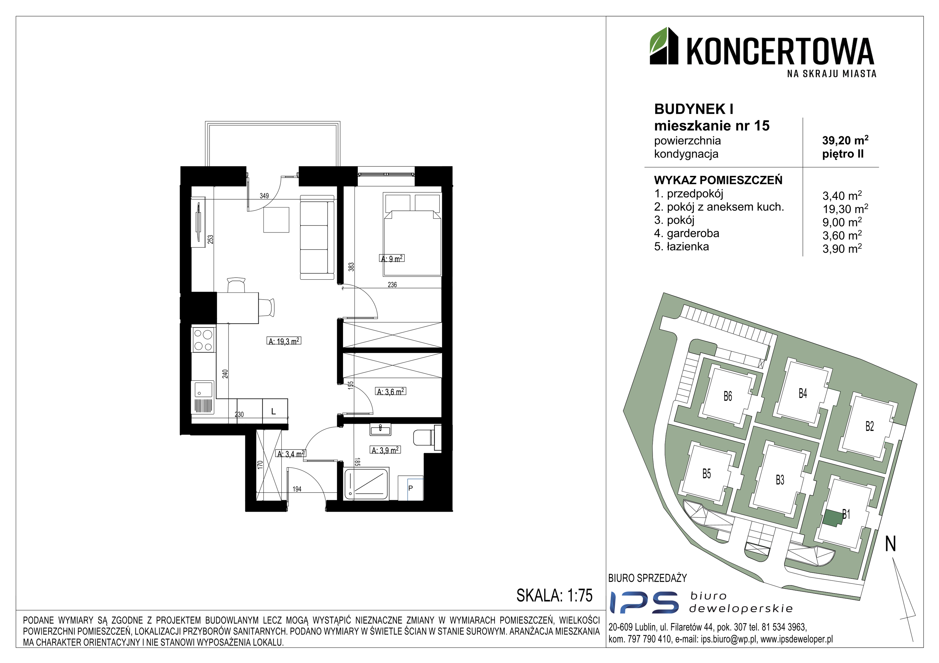 Mieszkanie 39,20 m², piętro 2, oferta nr 2_I/15, KONCERTOWA - Na skraju miasta, Lublin, Czechów Północny, Czechów Północny,  ul. Koncertowa-idx