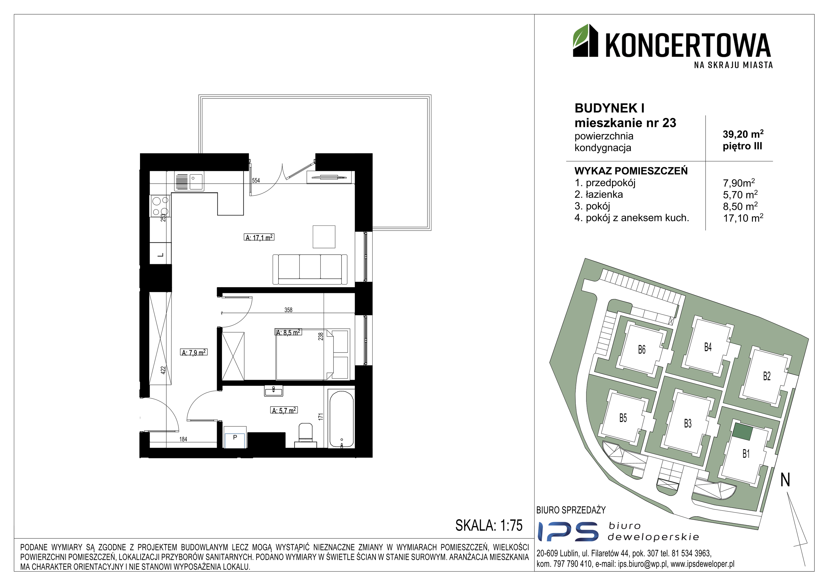 Mieszkanie 39,20 m², piętro 3, oferta nr 2_I/23, KONCERTOWA - Na skraju miasta, Lublin, Czechów Północny, Czechów Północny,  ul. Koncertowa-idx