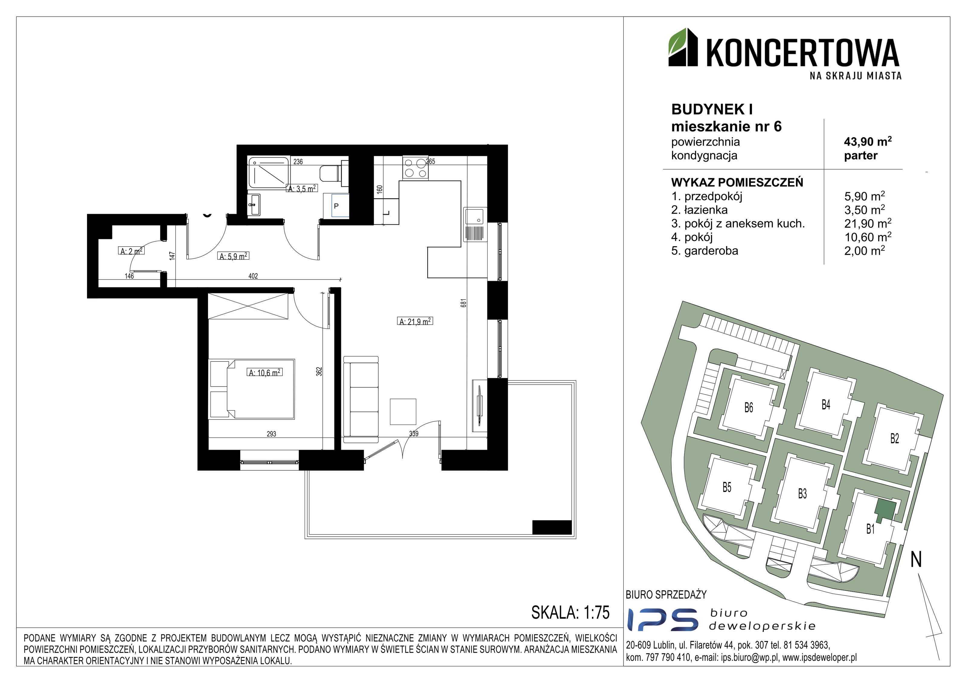 Mieszkanie 43,90 m², parter, oferta nr 2_I/6, KONCERTOWA - Na skraju miasta, Lublin, Czechów Północny, Czechów Północny,  ul. Koncertowa-idx