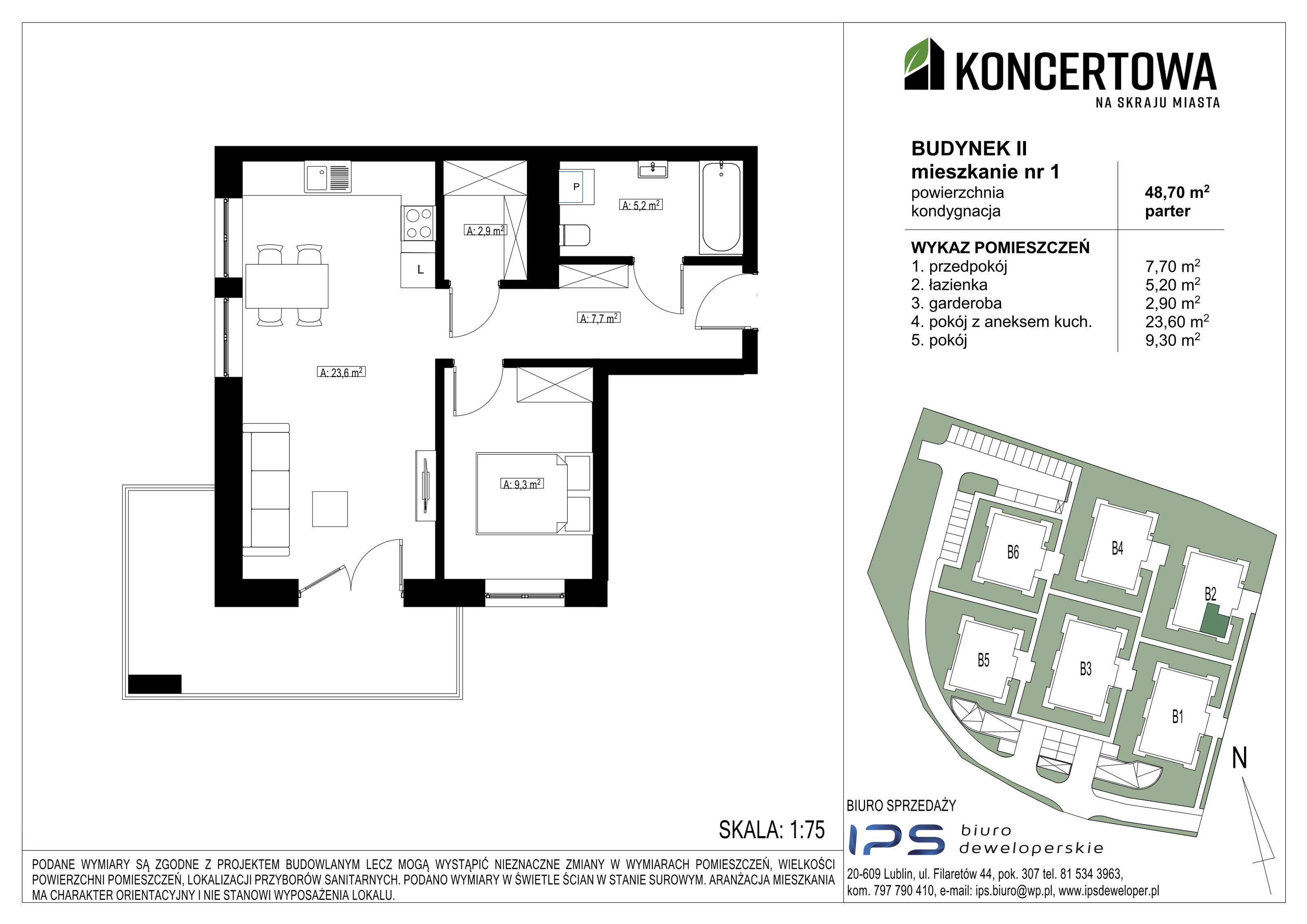 Mieszkanie 48,70 m², parter, oferta nr 2_II/1, KONCERTOWA - Na skraju miasta, Lublin, Czechów Północny, Czechów Północny,  ul. Koncertowa-idx