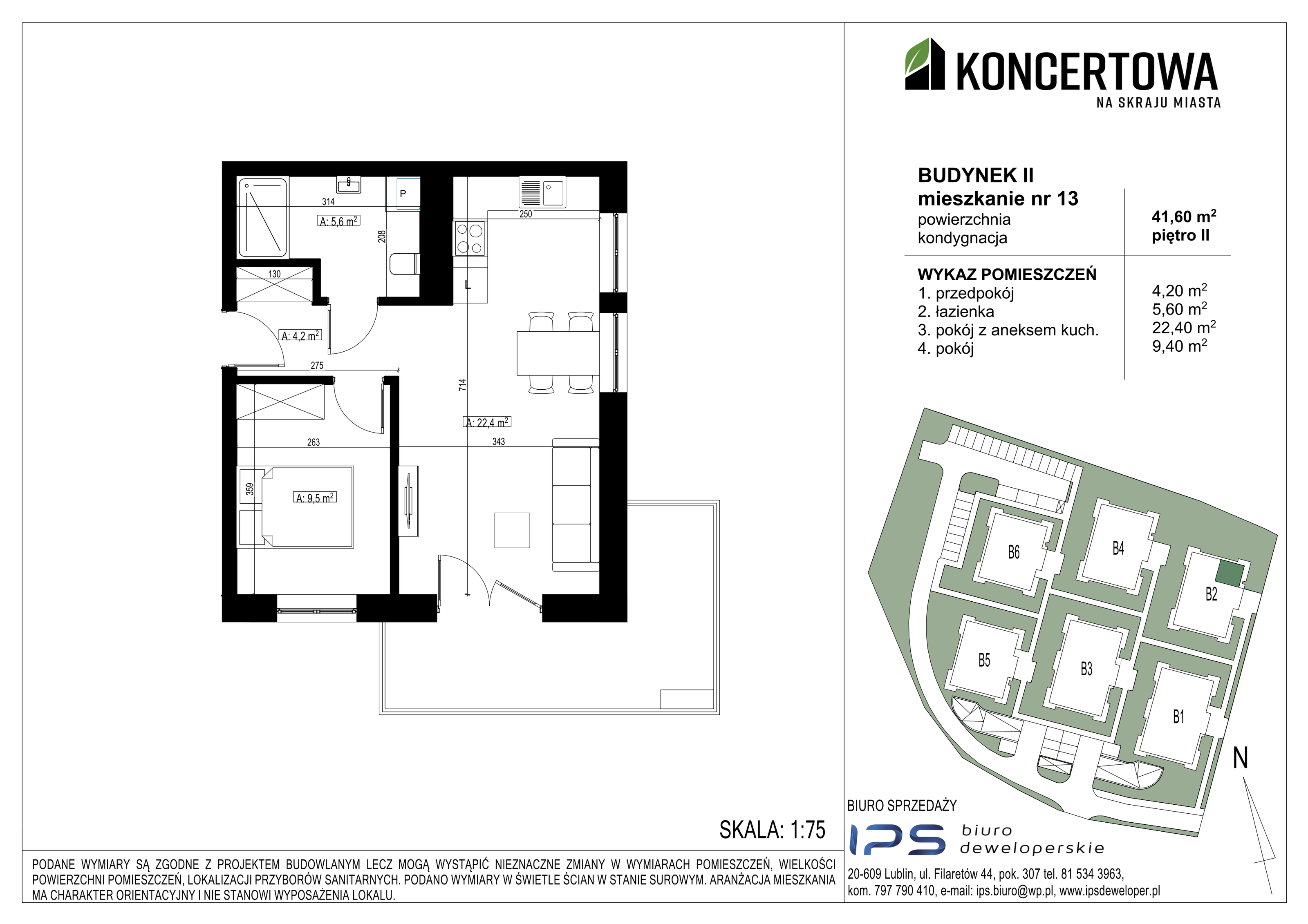 Mieszkanie 41,60 m², piętro 2, oferta nr 2_II/13, KONCERTOWA - Na skraju miasta, Lublin, Czechów Północny, Czechów Północny,  ul. Koncertowa-idx