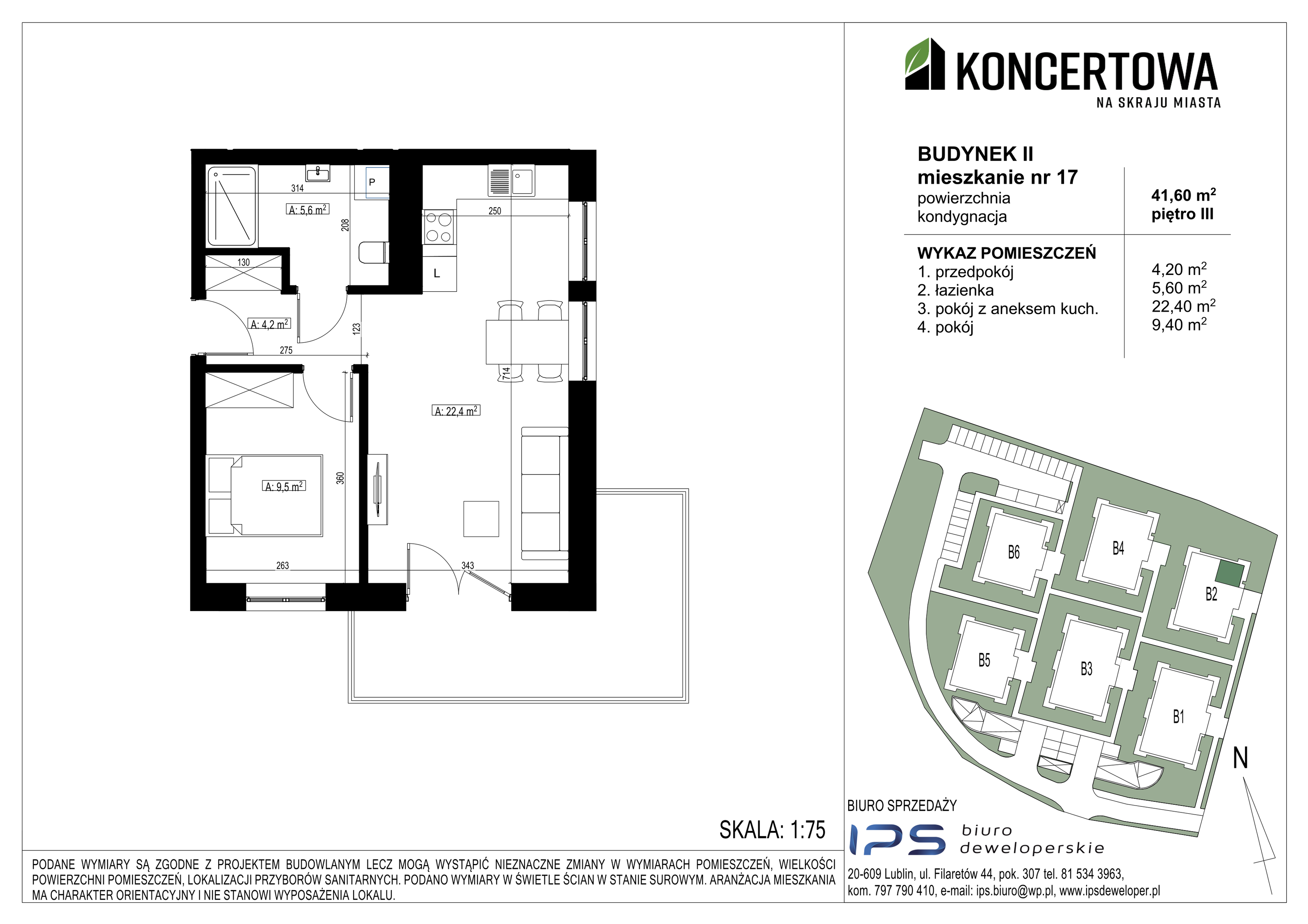 Mieszkanie 41,60 m², piętro 3, oferta nr 2_II/17, KONCERTOWA - Na skraju miasta, Lublin, Czechów Północny, Czechów Północny,  ul. Koncertowa-idx