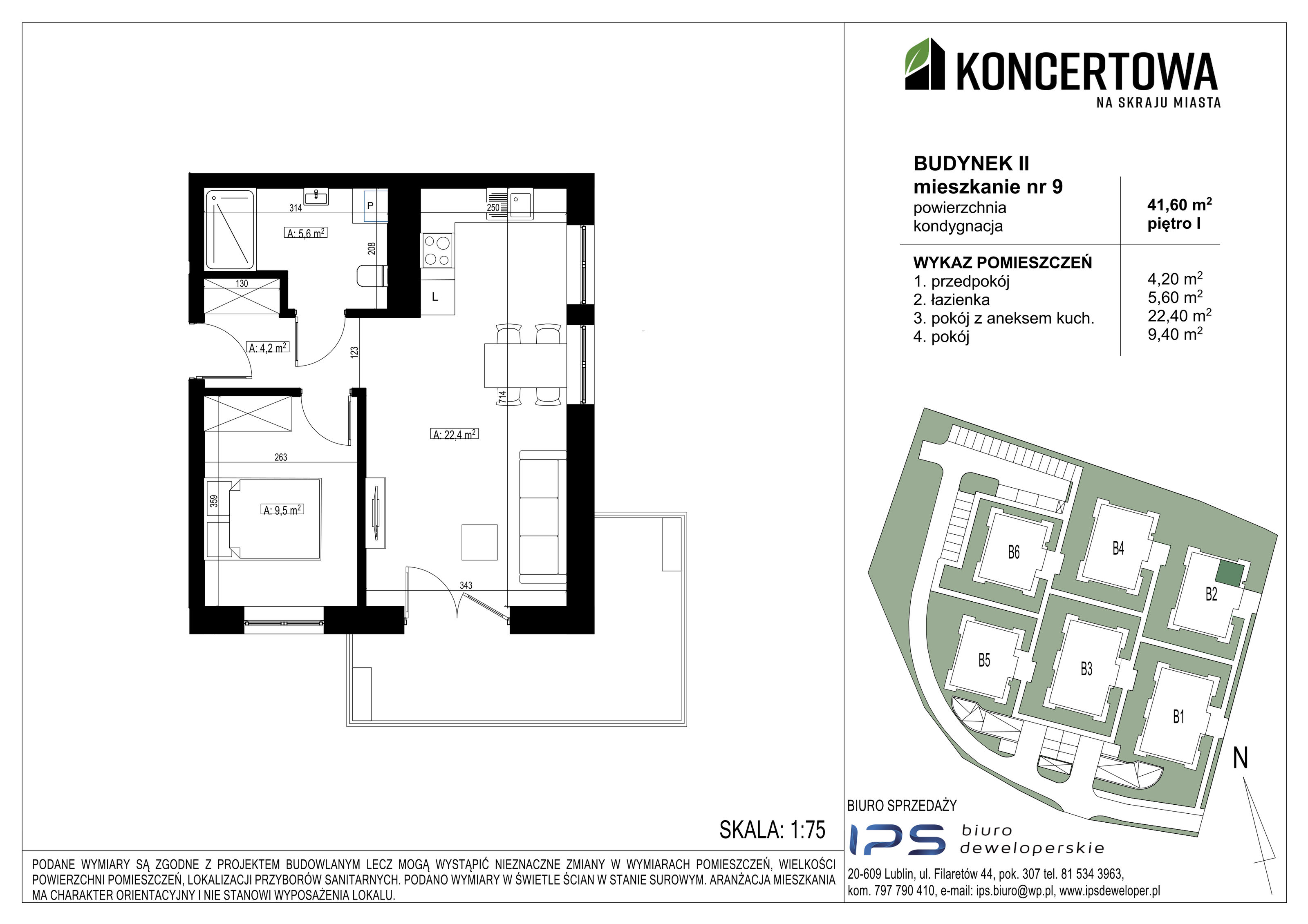 Mieszkanie 41,60 m², piętro 1, oferta nr 2_II/9, KONCERTOWA - Na skraju miasta, Lublin, Czechów Północny, Czechów Północny,  ul. Koncertowa-idx