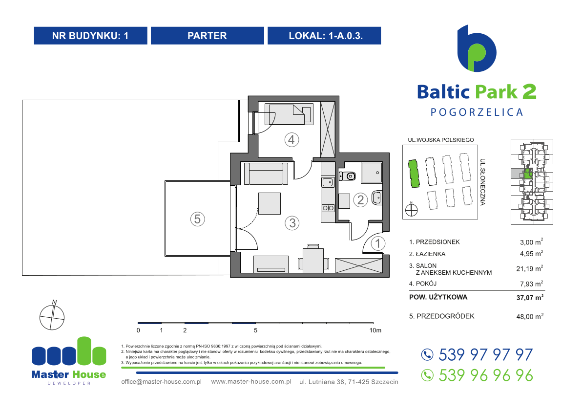 Apartament 37,07 m², parter, oferta nr 1-A.0.3, Baltic Park 2, Pogorzelica, ul. Wojska Polskiego-idx