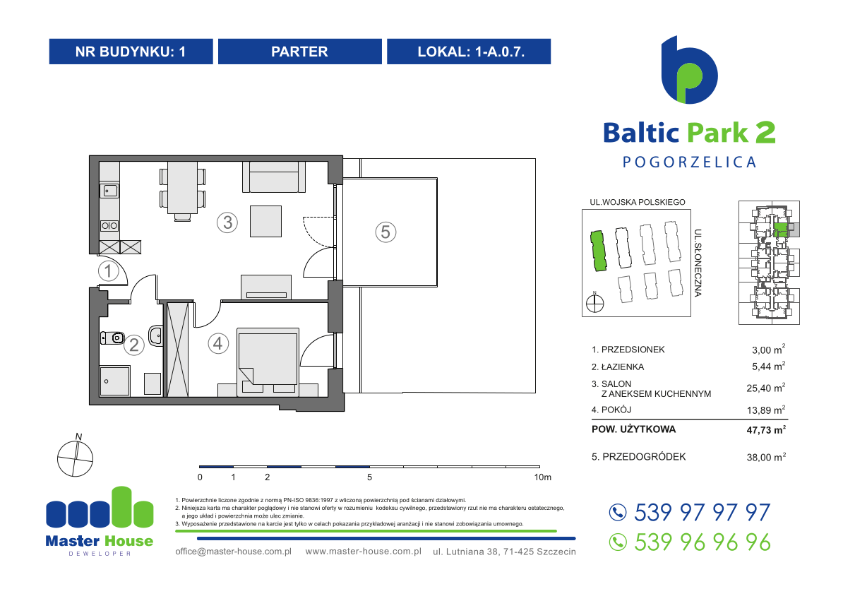 Apartament 47,73 m², parter, oferta nr 1-A.0.7, Baltic Park 2, Pogorzelica, ul. Wojska Polskiego-idx