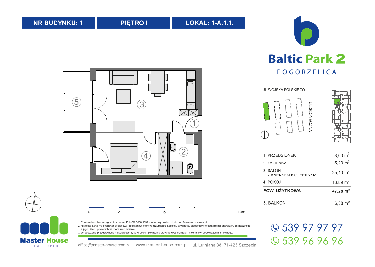 Apartament 47,28 m², piętro 1, oferta nr 1-A.1.1, Baltic Park 2, Pogorzelica, ul. Wojska Polskiego-idx