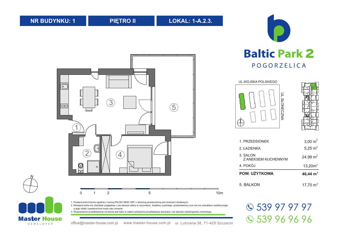 Apartament 46,44 m², piętro 2, oferta nr 1-A.2.3, Baltic Park 2, Pogorzelica, ul. Wojska Polskiego-idx