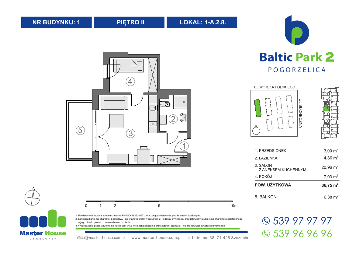 Apartament 36,75 m², piętro 2, oferta nr 1-A.2.8, Baltic Park 2, Pogorzelica, ul. Wojska Polskiego-idx