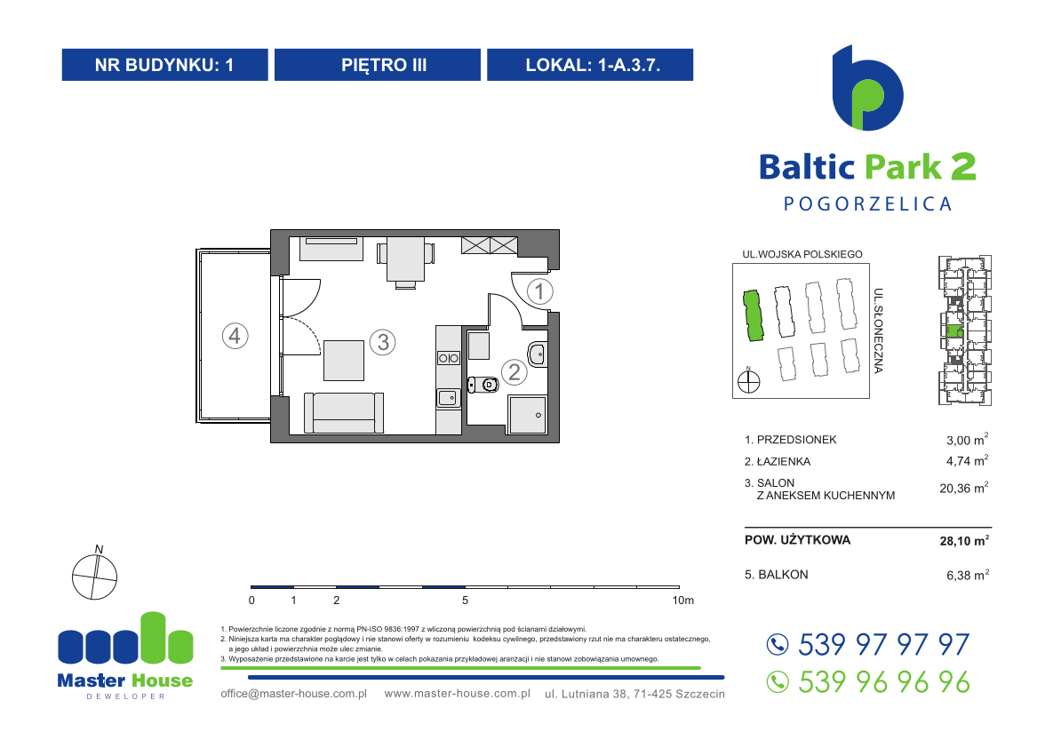 Apartament 28,10 m², piętro 3, oferta nr 1-A.3.7, Baltic Park 2, Pogorzelica, ul. Wojska Polskiego-idx