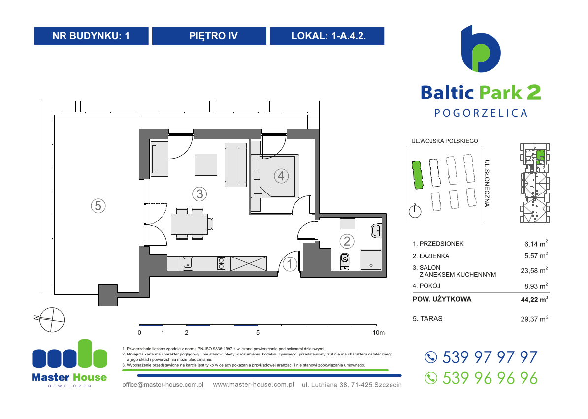 Apartament 44,22 m², piętro 4, oferta nr 1-A.4.2, Baltic Park 2, Pogorzelica, ul. Wojska Polskiego-idx