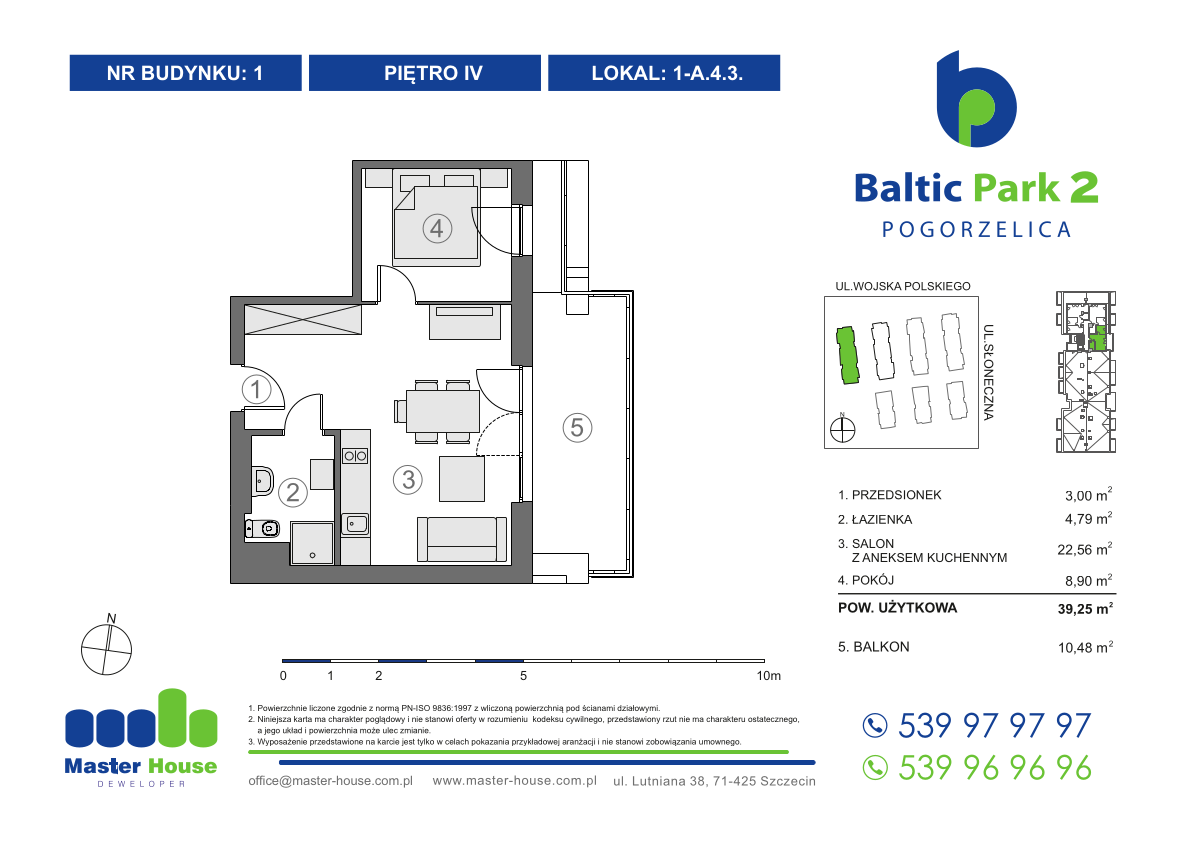 Apartament 39,25 m², piętro 4, oferta nr 1-A.4.3, Baltic Park 2, Pogorzelica, ul. Wojska Polskiego-idx