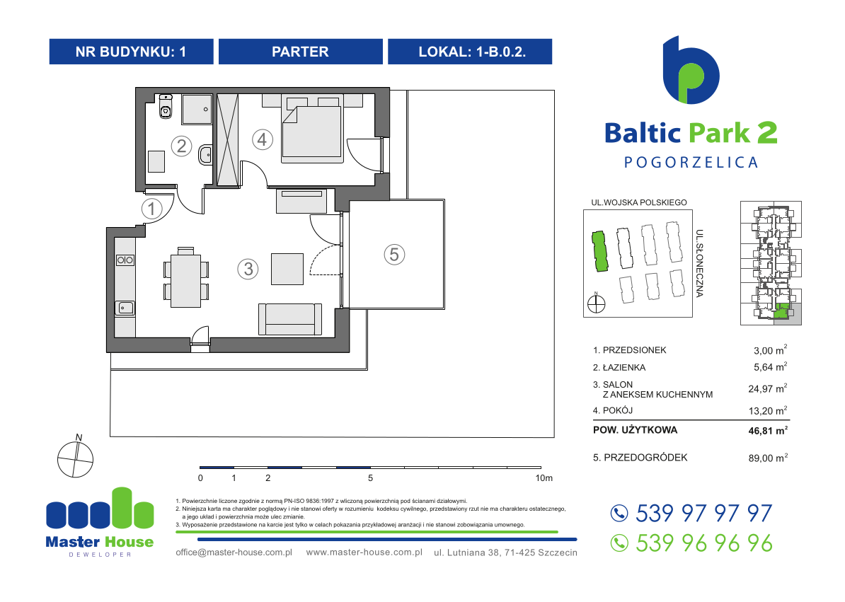 Apartament 46,81 m², parter, oferta nr 1-B.0.2, Baltic Park 2, Pogorzelica, ul. Wojska Polskiego-idx