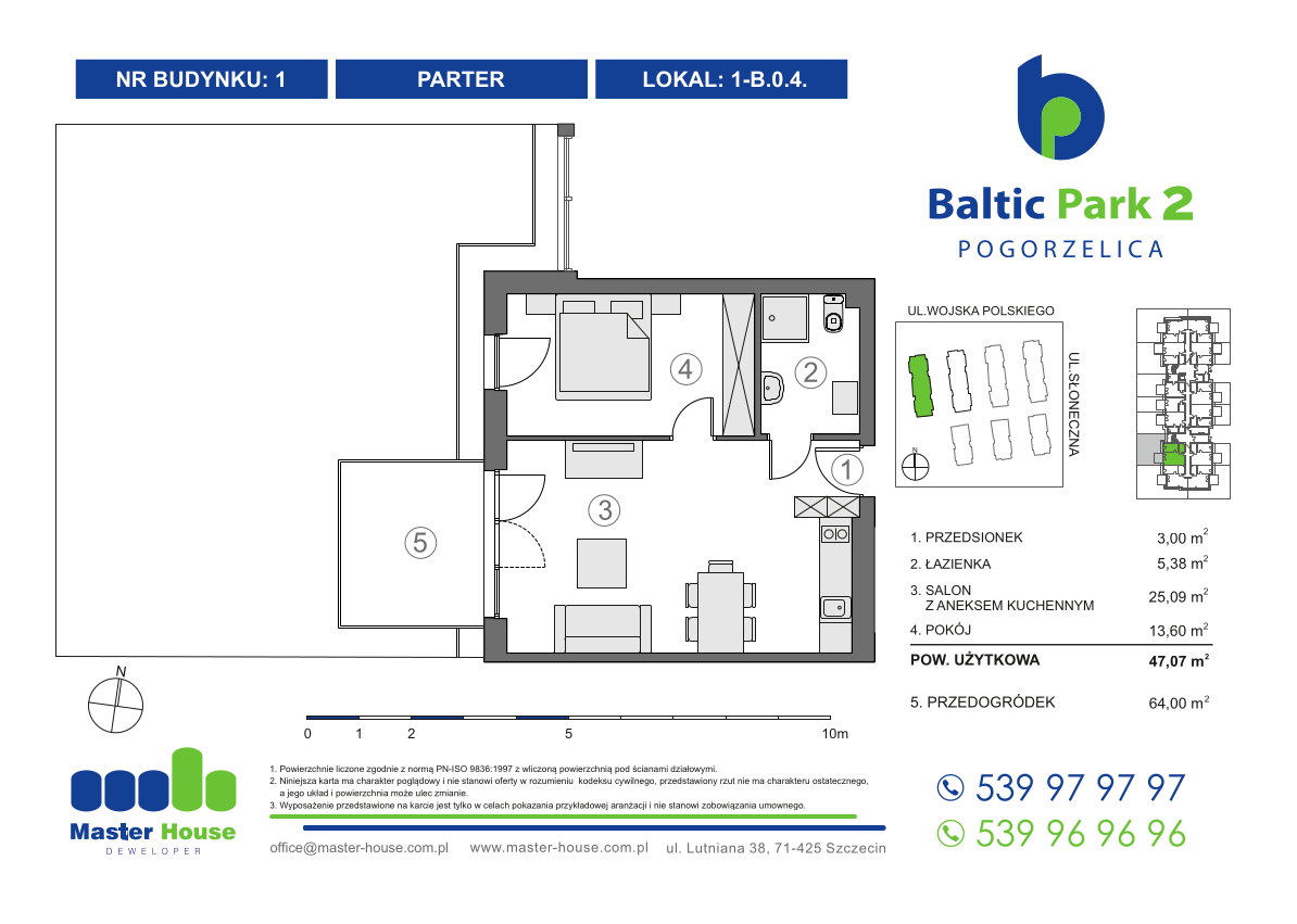 Apartament 47,07 m², parter, oferta nr 1-B.0.4, Baltic Park 2, Pogorzelica, ul. Wojska Polskiego-idx