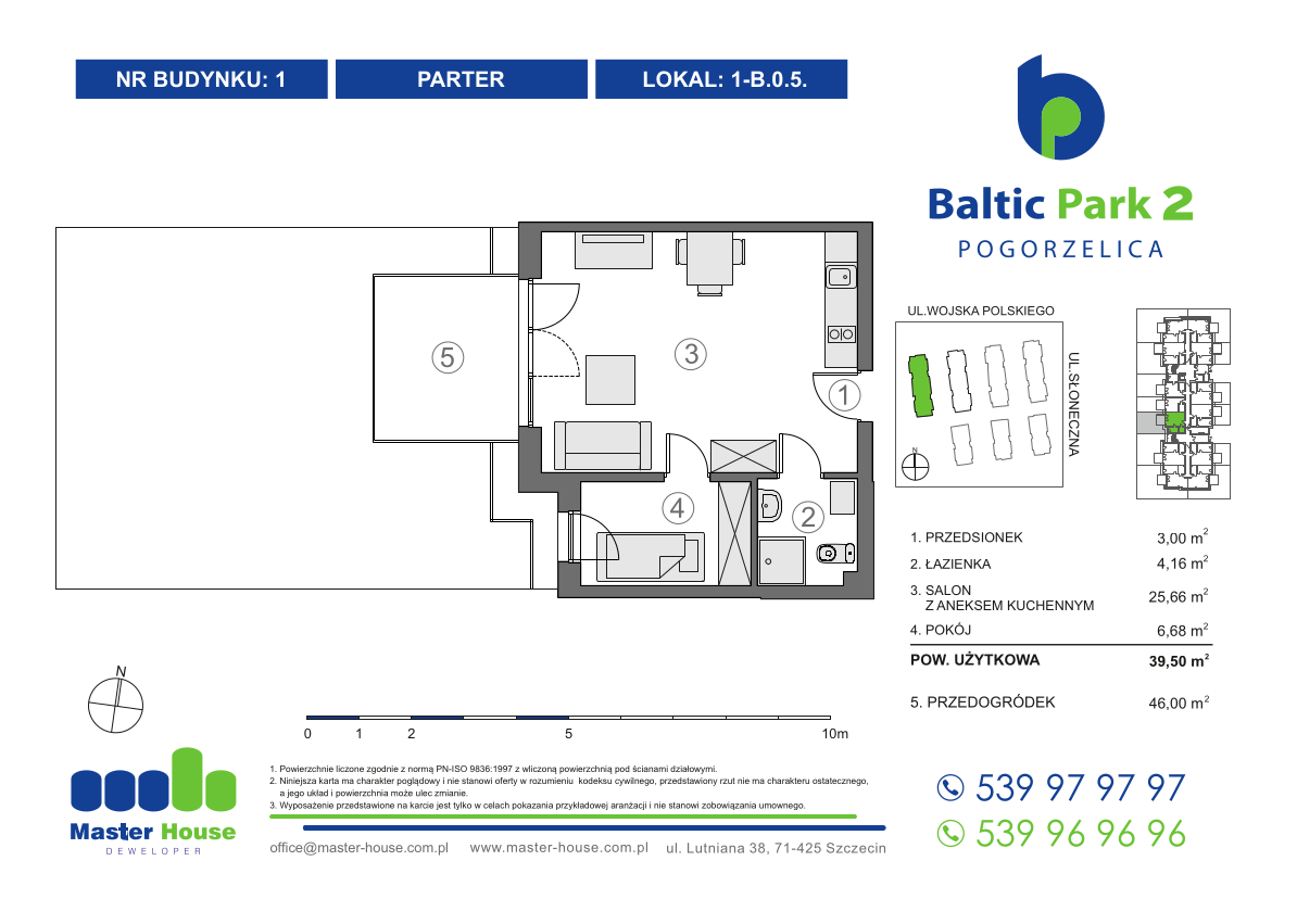 Apartament 39,50 m², parter, oferta nr 1-B.0.5, Baltic Park 2, Pogorzelica, ul. Wojska Polskiego-idx