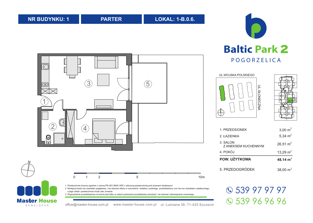 Apartament 48,14 m², parter, oferta nr 1-B.0.6, Baltic Park 2, Pogorzelica, ul. Wojska Polskiego-idx