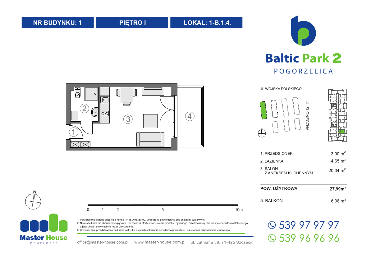 Apartament 27,99 m², piętro 1, oferta nr 1-B.1.4, Baltic Park 2, Pogorzelica, ul. Wojska Polskiego-idx