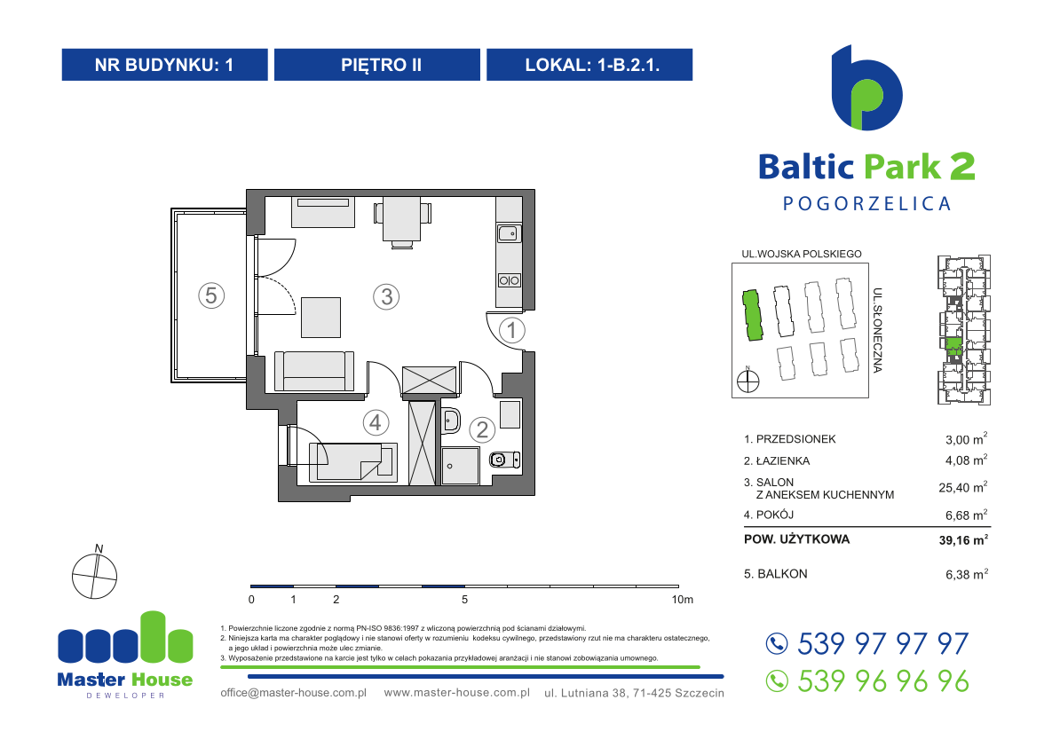 Apartament 39,16 m², piętro 2, oferta nr 1-B.2.1, Baltic Park 2, Pogorzelica, ul. Wojska Polskiego-idx