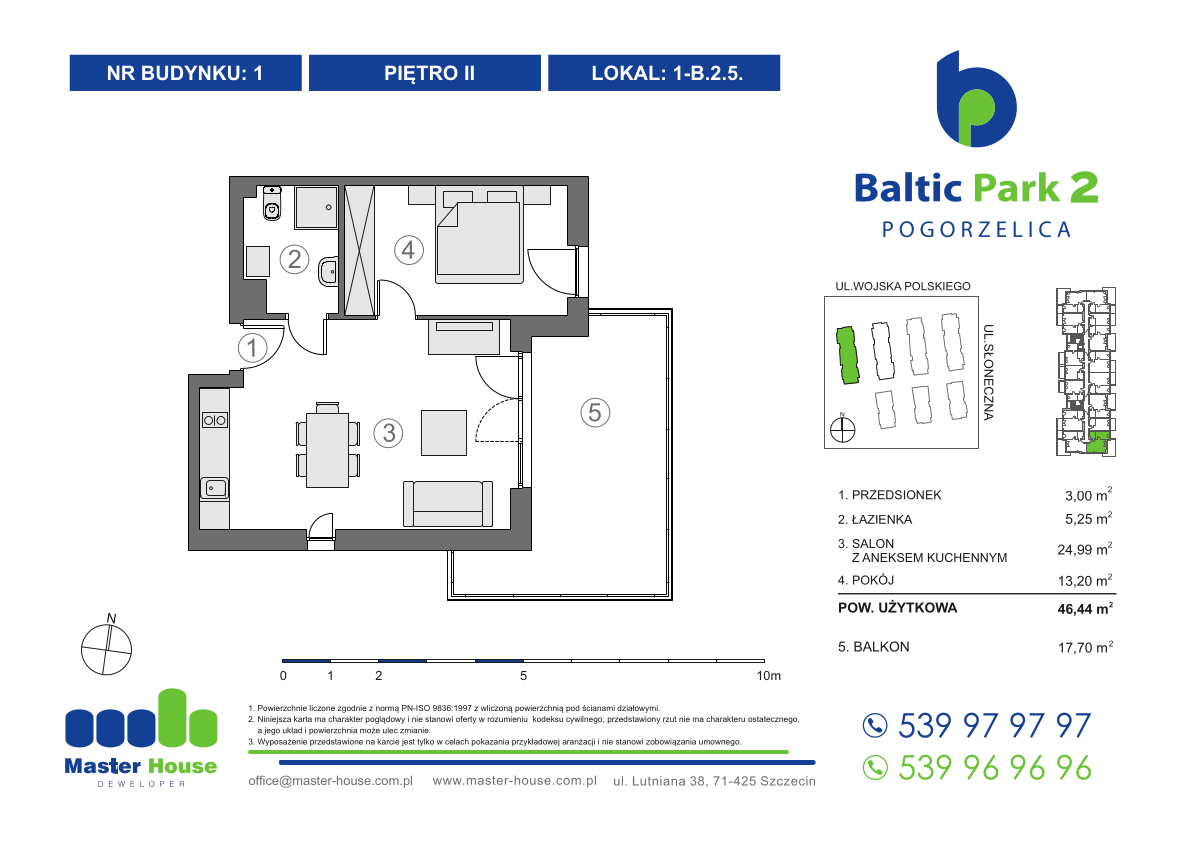 Apartament 46,44 m², piętro 2, oferta nr 1-B.2.5, Baltic Park 2, Pogorzelica, ul. Wojska Polskiego-idx