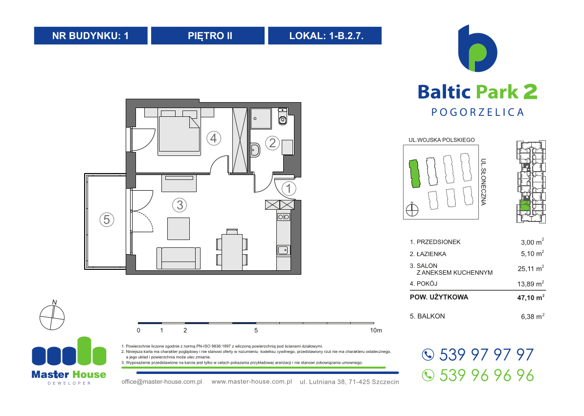 Apartament 47,10 m², piętro 2, oferta nr 1-B.2.7, Baltic Park 2, Pogorzelica, ul. Wojska Polskiego-idx