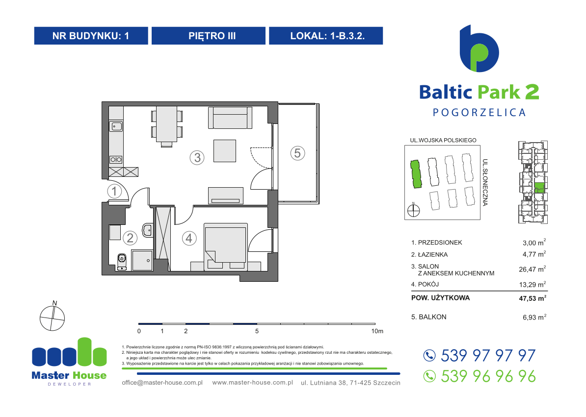 Apartament 47,53 m², piętro 3, oferta nr 1-B.3.2, Baltic Park 2, Pogorzelica, ul. Wojska Polskiego-idx