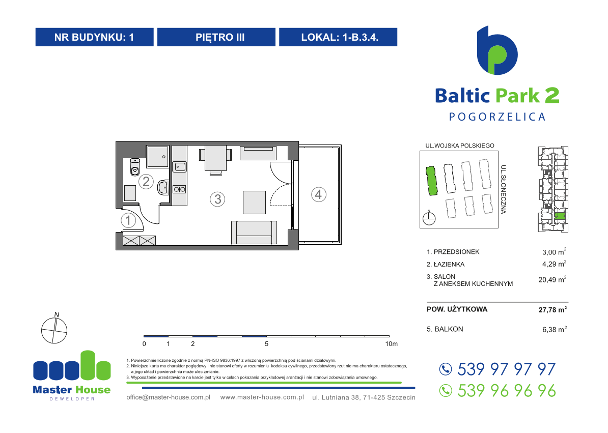 Apartament 27,78 m², piętro 3, oferta nr 1-B.3.4, Baltic Park 2, Pogorzelica, ul. Wojska Polskiego-idx