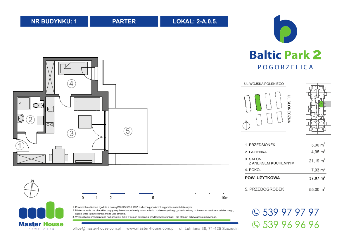 Apartament 37,07 m², parter, oferta nr 2-A.0.5, Baltic Park 2, Pogorzelica, ul. Wojska Polskiego-idx