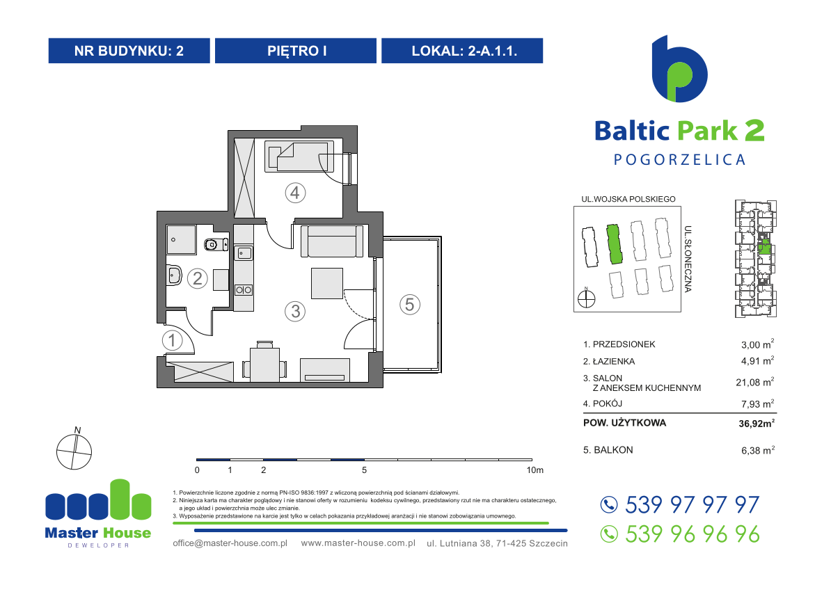 Apartament 36,92 m², piętro 1, oferta nr 2-A1.1, Baltic Park 2, Pogorzelica, ul. Wojska Polskiego-idx