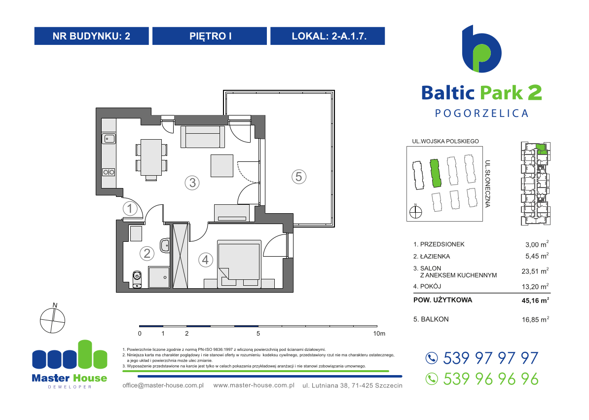 Apartament 45,16 m², piętro 1, oferta nr 2-A1.7, Baltic Park 2, Pogorzelica, ul. Wojska Polskiego-idx