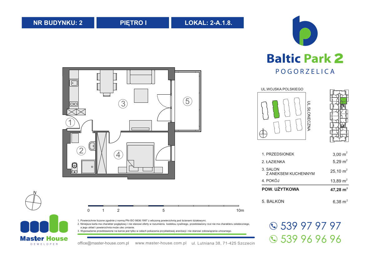 Apartament 47,28 m², piętro 1, oferta nr 2-A1.8, Baltic Park 2, Pogorzelica, ul. Wojska Polskiego-idx