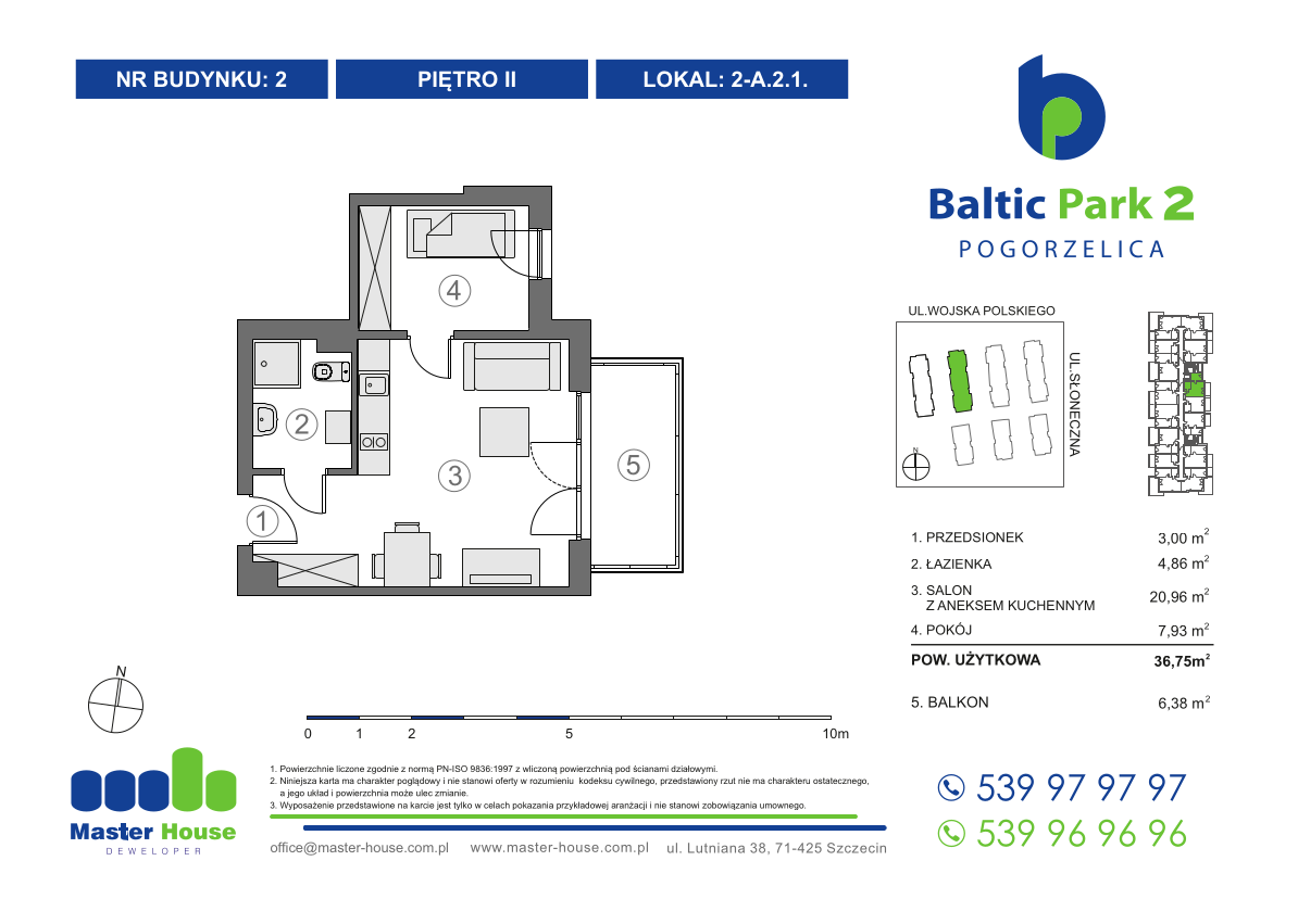 Apartament 36,75 m², piętro 2, oferta nr 2-A.2.1, Baltic Park 2, Pogorzelica, ul. Wojska Polskiego-idx