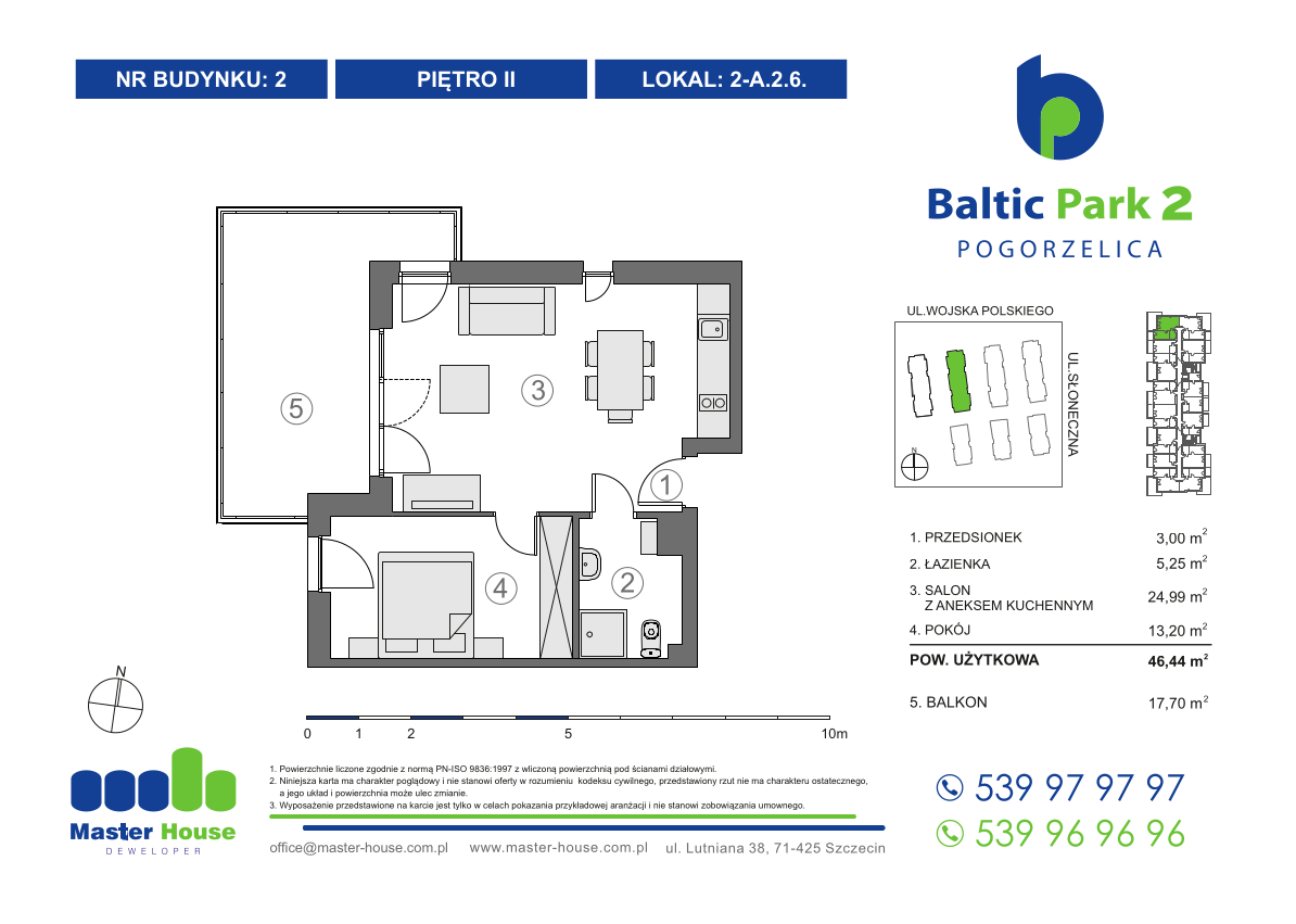 Apartament 46,44 m², piętro 2, oferta nr 2-A.2.6, Baltic Park 2, Pogorzelica, ul. Wojska Polskiego-idx