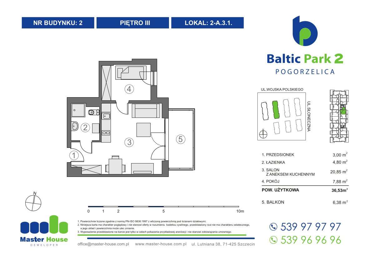 Apartament 36,53 m², piętro 3, oferta nr 2-A.3.1, Baltic Park 2, Pogorzelica, ul. Wojska Polskiego-idx