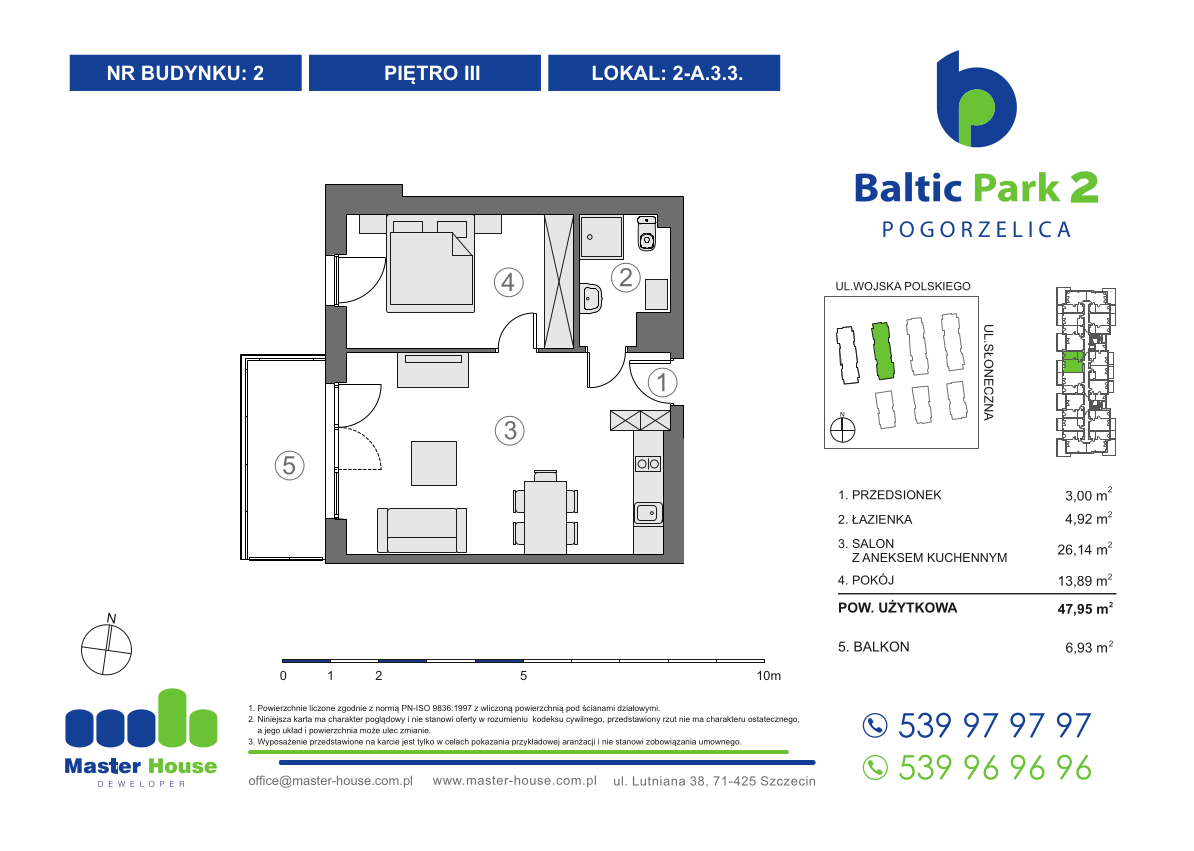 Apartament 47,95 m², piętro 3, oferta nr 2-A.3.3, Baltic Park 2, Pogorzelica, ul. Wojska Polskiego-idx