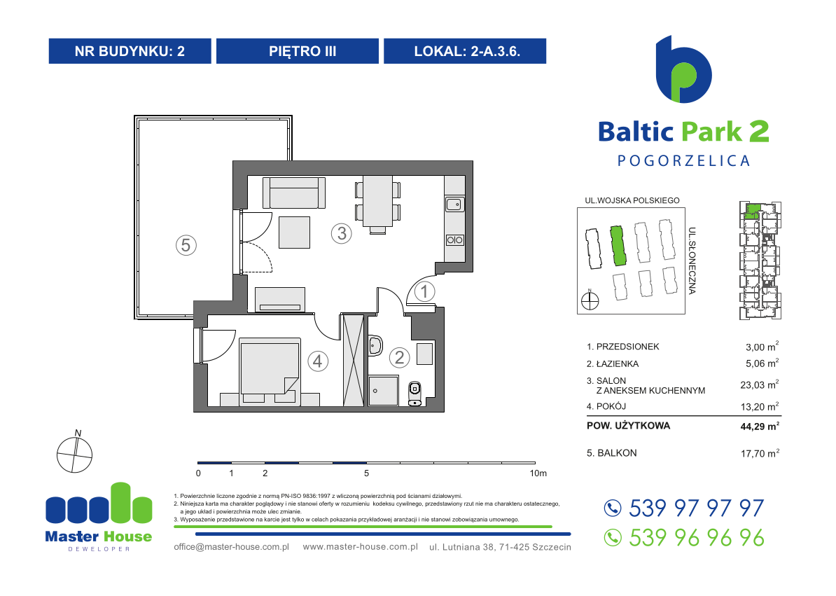 Apartament 44,29 m², piętro 3, oferta nr 2-A.3.6, Baltic Park 2, Pogorzelica, ul. Wojska Polskiego-idx