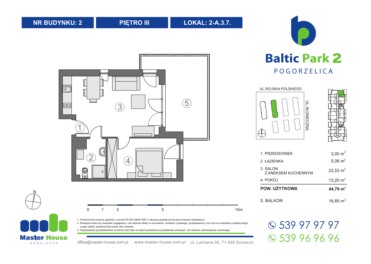 Apartament 44,79 m², piętro 3, oferta nr 2-A.3.7, Baltic Park 2, Pogorzelica, ul. Wojska Polskiego-idx