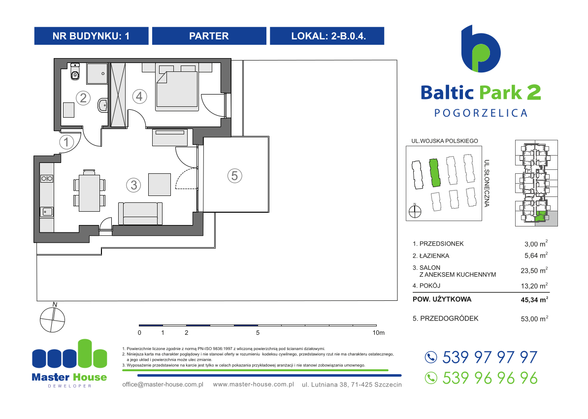 Apartament 45,34 m², parter, oferta nr 2-B.0.4, Baltic Park 2, Pogorzelica, ul. Wojska Polskiego-idx