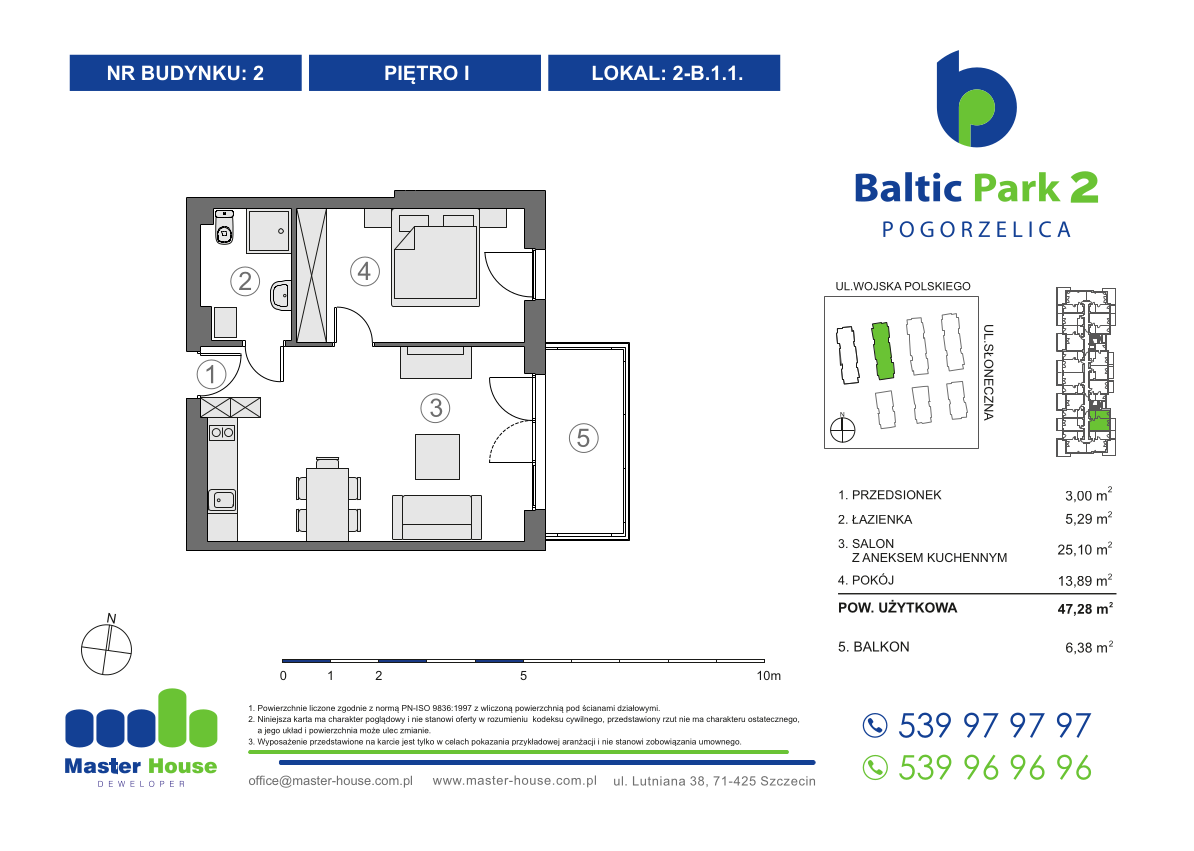 Apartament 47,28 m², piętro 1, oferta nr 2-B.1.1, Baltic Park 2, Pogorzelica, ul. Wojska Polskiego-idx