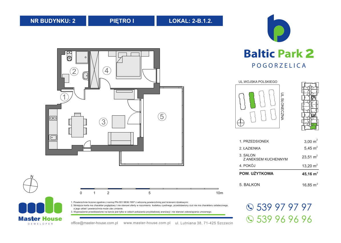 Apartament 45,16 m², piętro 1, oferta nr 2-B.1.2, Baltic Park 2, Pogorzelica, ul. Wojska Polskiego-idx