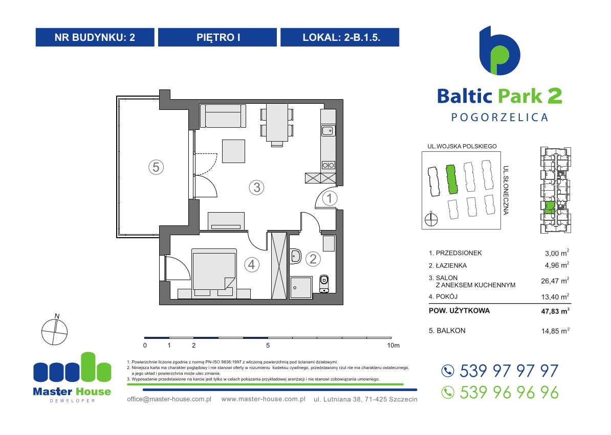 Apartament 47,83 m², piętro 1, oferta nr 2-B.1.5, Baltic Park 2, Pogorzelica, ul. Wojska Polskiego-idx